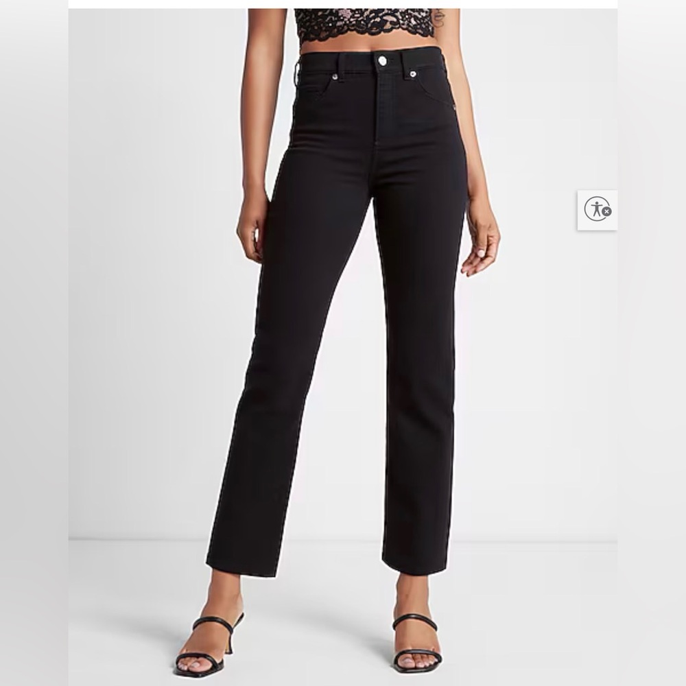 Express High Waisted Black Straight Ankle Jeans - Size 0S